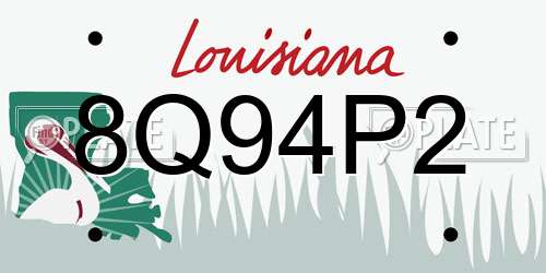 8Q94P2 Louisiana License Plate