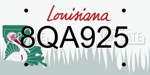 8QA925 Louisiana License Plate