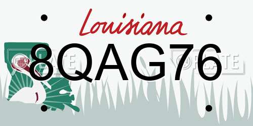 8QAG76 Louisiana License Plate