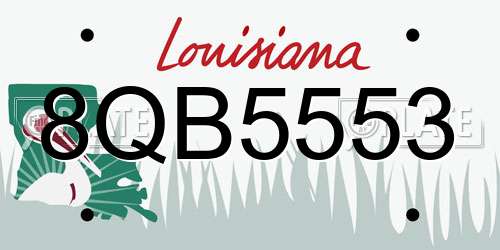 8QB5553 Louisiana License Plate