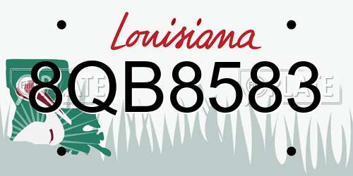 8QB8583 Louisiana License Plate