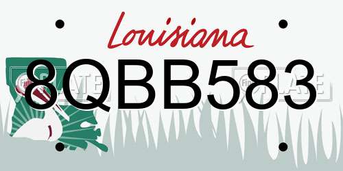8QBB583 Louisiana License Plate