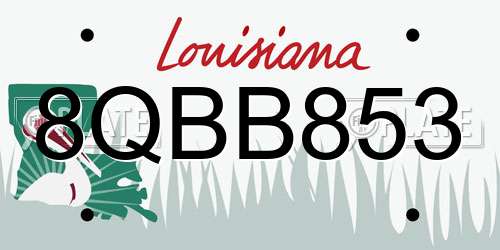 8QBB853 Louisiana License Plate