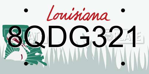8QDG321 Louisiana License Plate