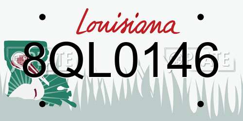 8QL0146 Louisiana License Plate