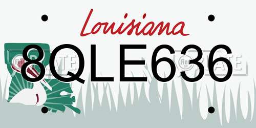 8QLE636 Louisiana License Plate