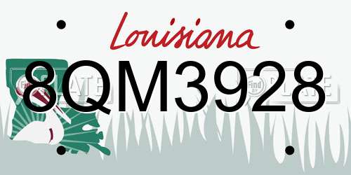 8QM3928 Louisiana License Plate