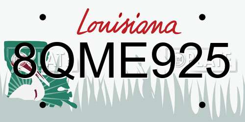 8QME925 Louisiana License Plate
