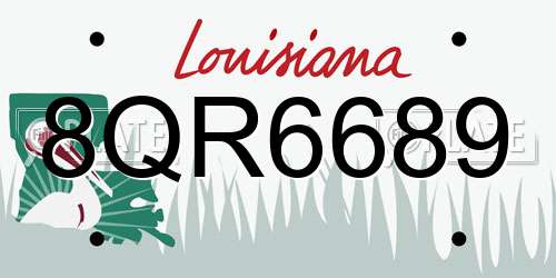 8QR6689 Louisiana License Plate