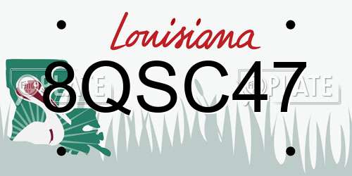 8QSC47 Louisiana License Plate