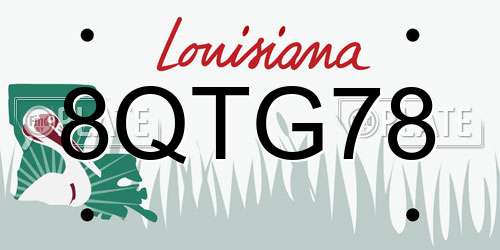 8QTG78 Louisiana License Plate