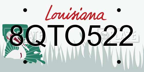 8QTO522 Louisiana License Plate