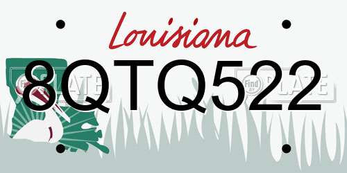 8QTQ522 Louisiana License Plate