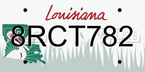 8RCT782 Louisiana License Plate