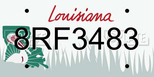 8RF3483 Louisiana License Plate