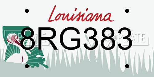 8RG383 Louisiana License Plate