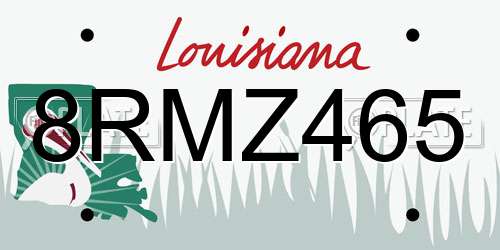 8RMZ465 Louisiana License Plate