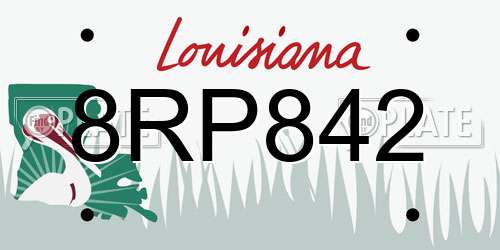 8RP842 Louisiana License Plate