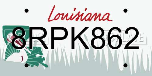 8RPK862 Louisiana License Plate
