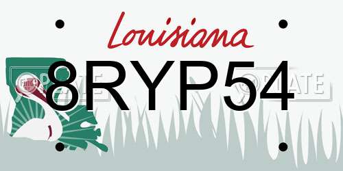 8RYP54 Louisiana License Plate