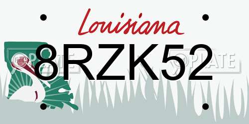 8RZK52 Louisiana License Plate