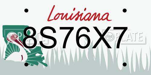 8S76X7 Louisiana License Plate