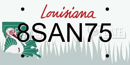 8SAN75 Louisiana License Plate