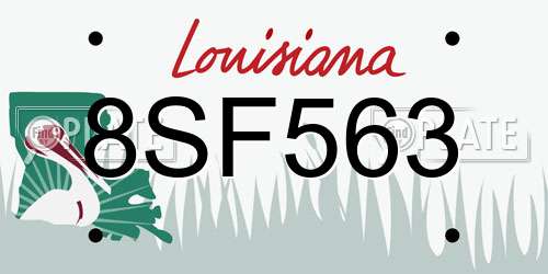 8SF563 Louisiana License Plate