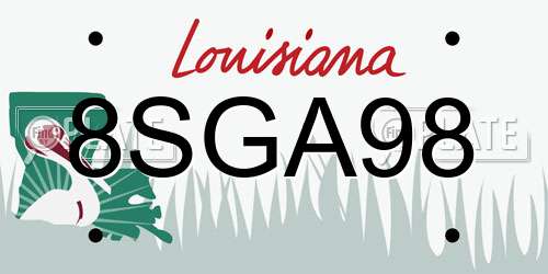 8SGA98 Louisiana License Plate