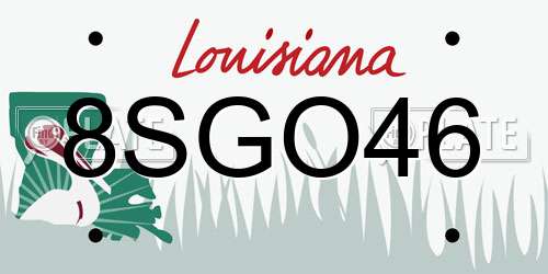 8SGO46 Louisiana License Plate