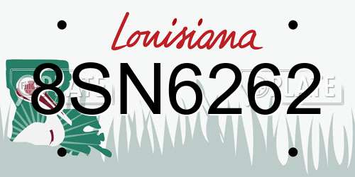 8SN6262 Louisiana License Plate