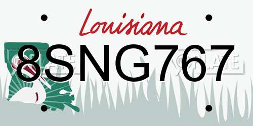 8SNG767 Louisiana License Plate