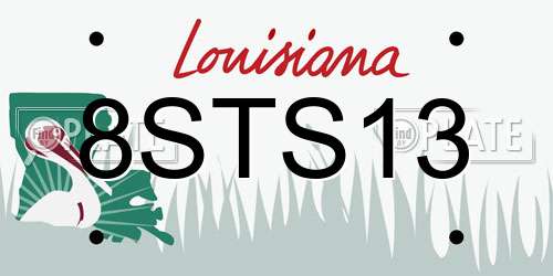 8STS13 Louisiana License Plate