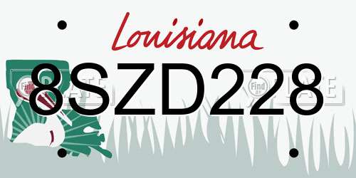 8SZD228 Louisiana License Plate