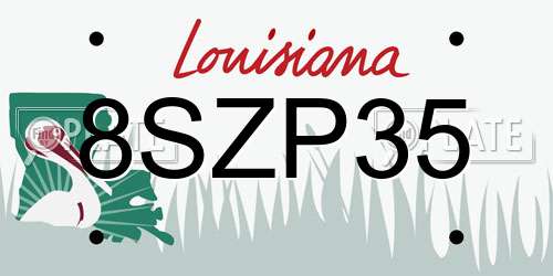 8SZP35 Louisiana License Plate
