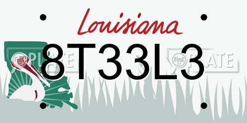 8T33L3 Louisiana License Plate