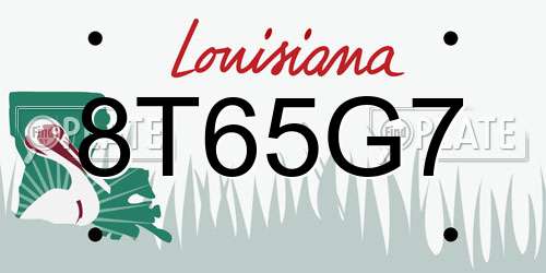 8T65G7 Louisiana License Plate