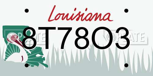 8T78O3 Louisiana License Plate