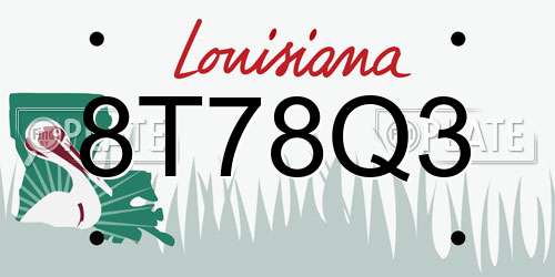 8T78Q3 Louisiana License Plate
