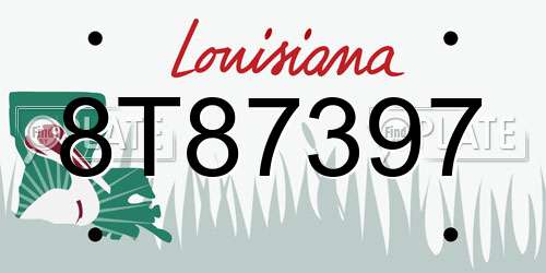 8T87397 Louisiana License Plate