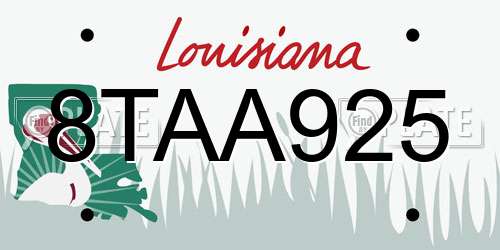 8TAA925 Louisiana License Plate