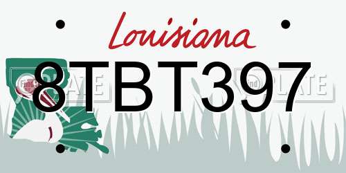 8TBT397 Louisiana License Plate
