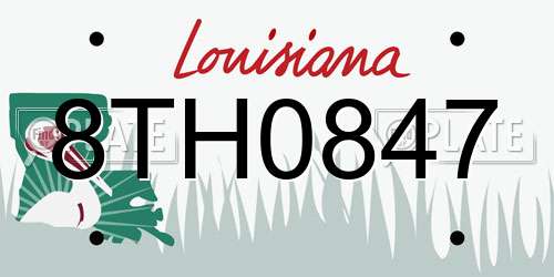 8TH0847 Louisiana License Plate
