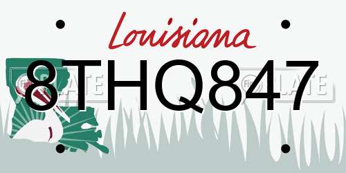 8THQ847 Louisiana License Plate