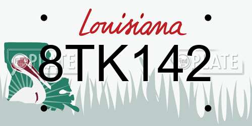 8TK142 Louisiana License Plate