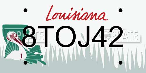 8TOJ42 Louisiana License Plate