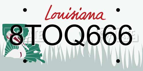 8TOQ666 Louisiana License Plate