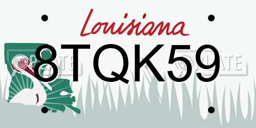 8TQK59 Louisiana License Plate