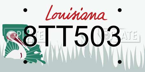 8TT503 Louisiana License Plate