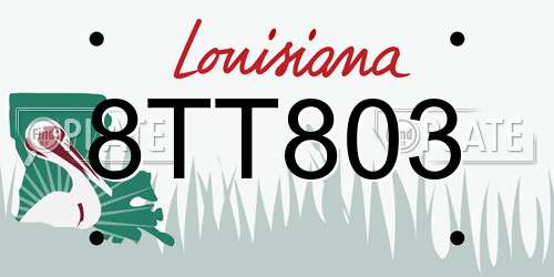 8TT803 Louisiana License Plate